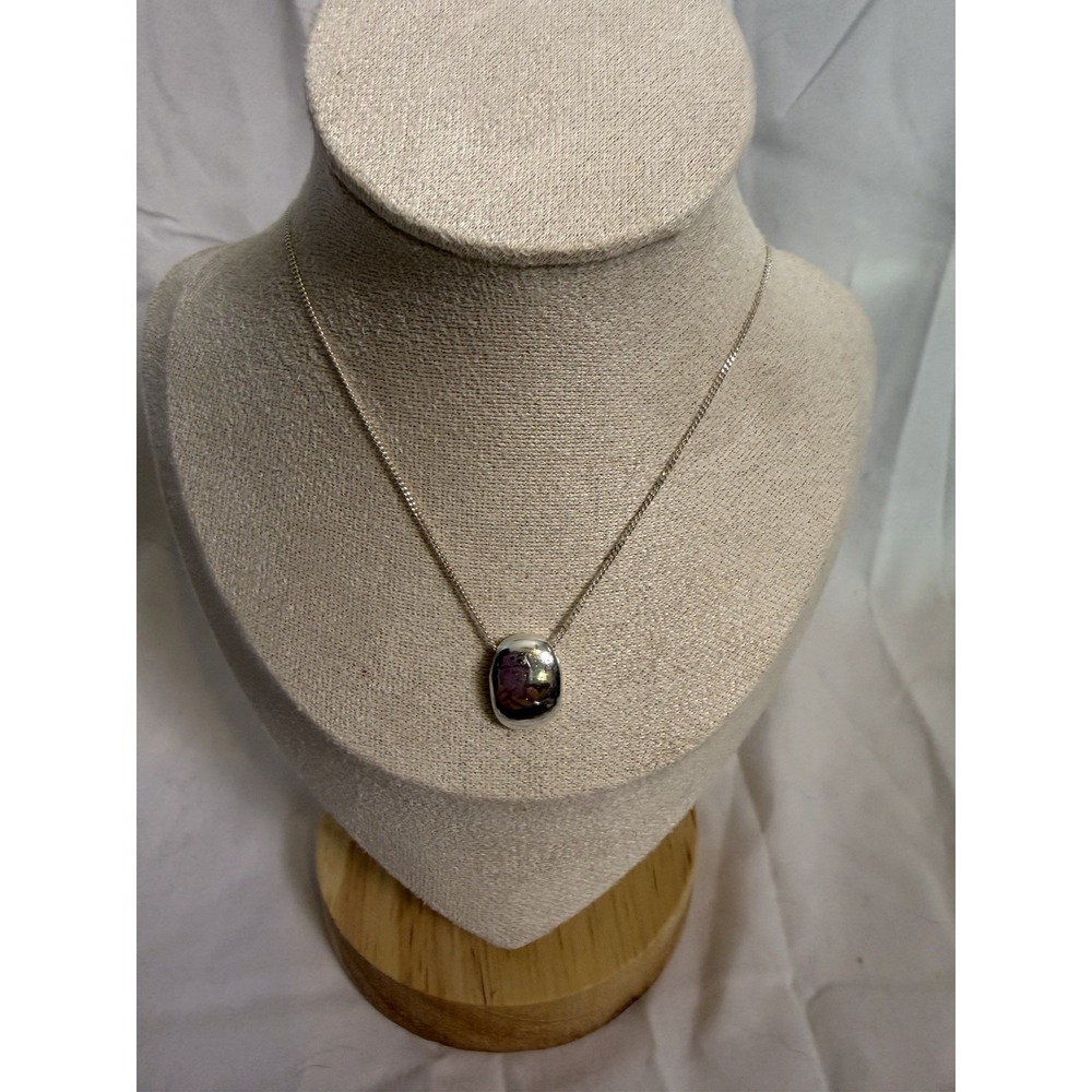 Sterling Silver Women's 925Su Oval Pendant Chain Necklace 8 Inches